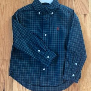 Ralph Lauren Blue/Green plaid shirt, 3/3T